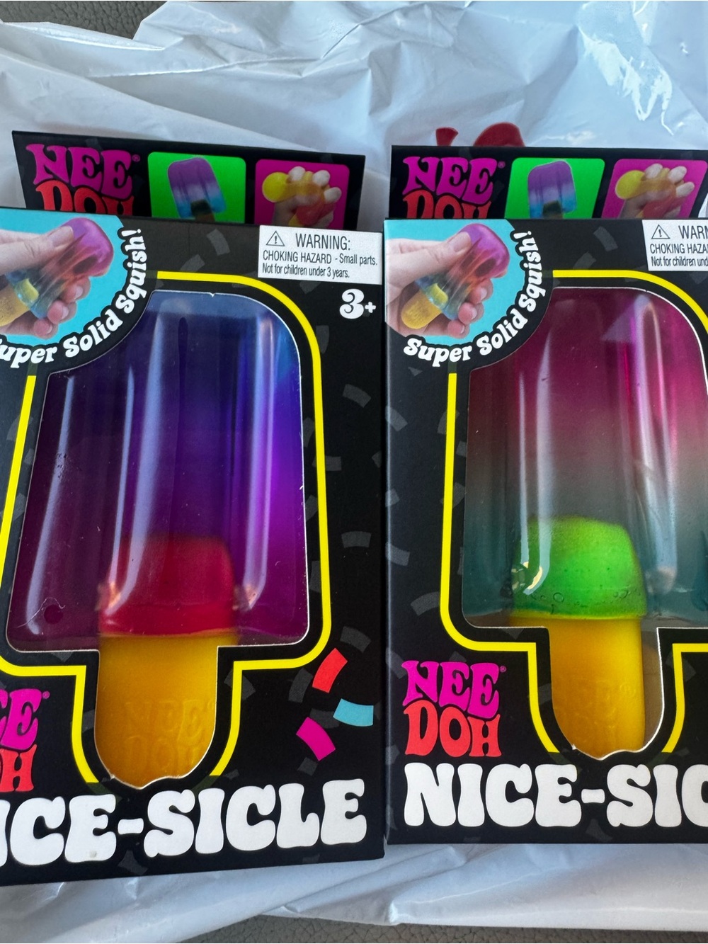 (2)Nice-Sicle Super Solid Squish Popsicle Stress Toy - Purple/Green